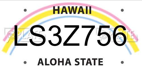 LS3Z756 Hawaii License Plate