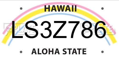 LS3Z786 Hawaii License Plate