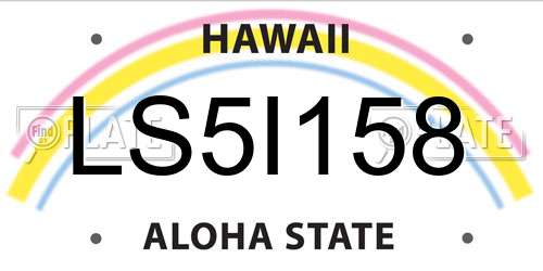 LS5I158 Hawaii License Plate