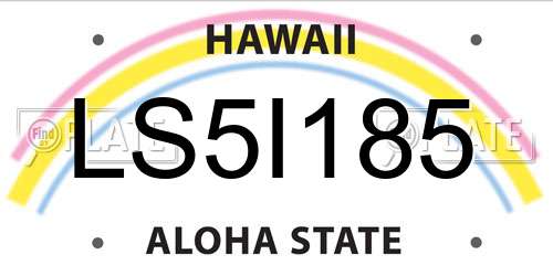 LS5I185 Hawaii License Plate