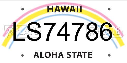 LS74786 Hawaii License Plate