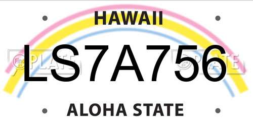 LS7A756 Hawaii License Plate