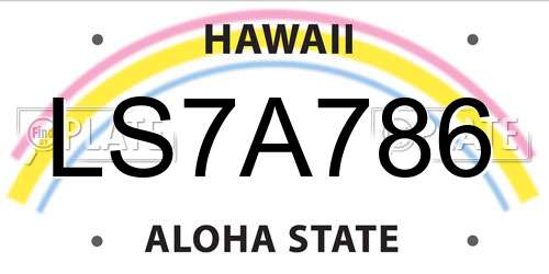 LS7A786 Hawaii License Plate