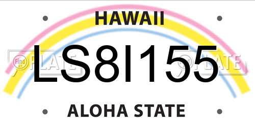 LS8I155 Hawaii License Plate
