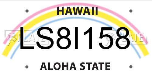 LS8I158 Hawaii License Plate