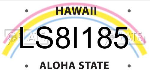LS8I185 Hawaii License Plate