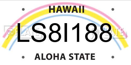 LS8I188 Hawaii License Plate