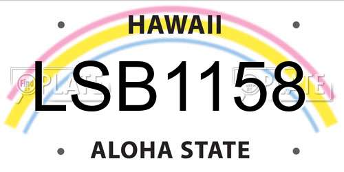 LSB1158 Hawaii License Plate