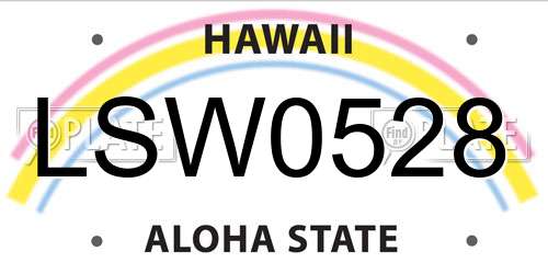 LSW0528 Hawaii License Plate