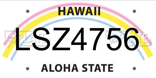 LSZ4756 Hawaii License Plate