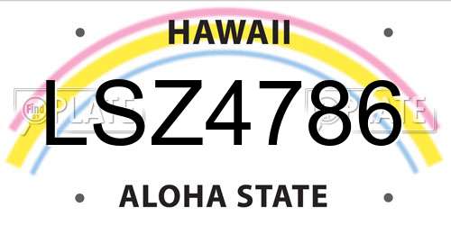 LSZ4786 Hawaii License Plate
