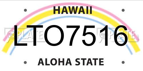 LTO7516 Hawaii License Plate
