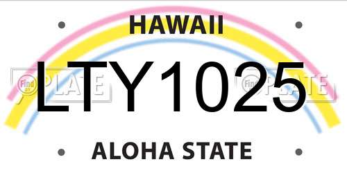 LTY1025 Hawaii License Plate