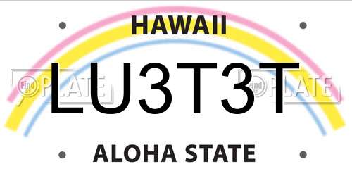 LU3T3T Hawaii License Plate