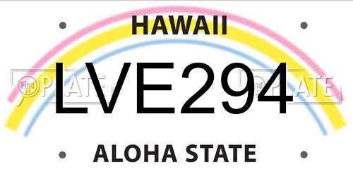 LVE294 Hawaii License Plate