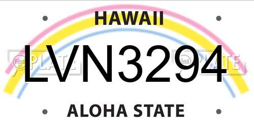 LVN3294 Hawaii License Plate