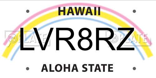 LVR8RZ Hawaii License Plate