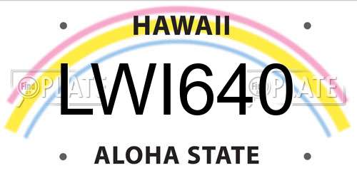 LWI640 Hawaii License Plate