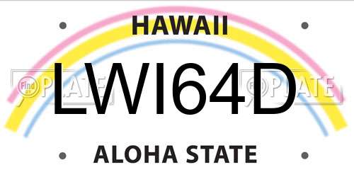 LWI64D Hawaii License Plate