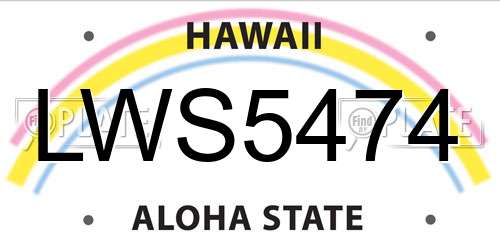 LWS5474 Hawaii License Plate