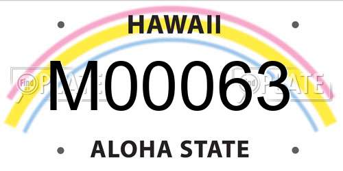 M00063 Hawaii License Plate