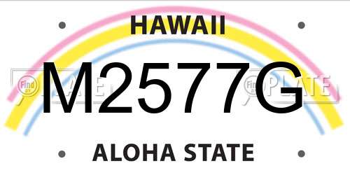 M2577G Hawaii License Plate