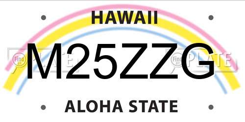 M25ZZG Hawaii License Plate