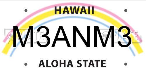 M3ANM3 Hawaii License Plate