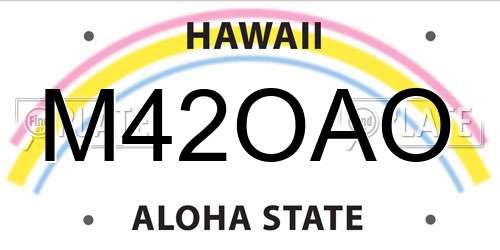 M42OAO Hawaii License Plate