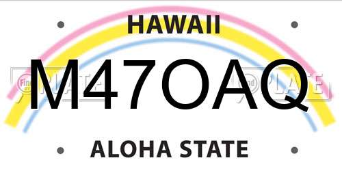 M47OAQ Hawaii License Plate