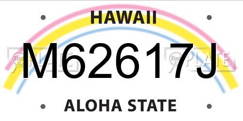 M62617J Hawaii License Plate