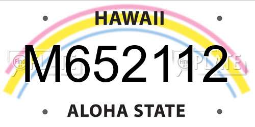M652112 Hawaii License Plate