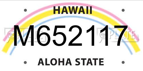 M652117 Hawaii License Plate