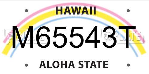 M65543T Hawaii License Plate