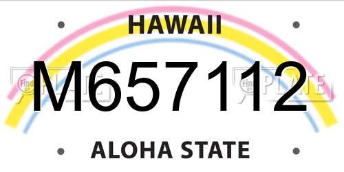 M657112 Hawaii License Plate