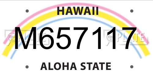 M657117 Hawaii License Plate