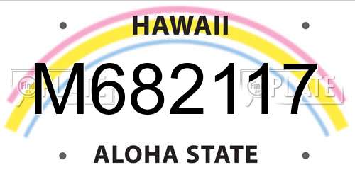 M682117 Hawaii License Plate