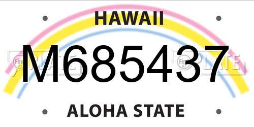 M685437 Hawaii License Plate