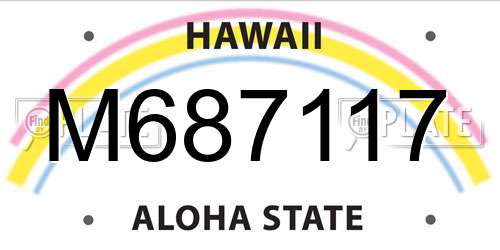 M687117 Hawaii License Plate