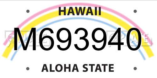 M693940 Hawaii License Plate