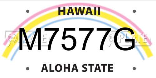 M7577G Hawaii License Plate