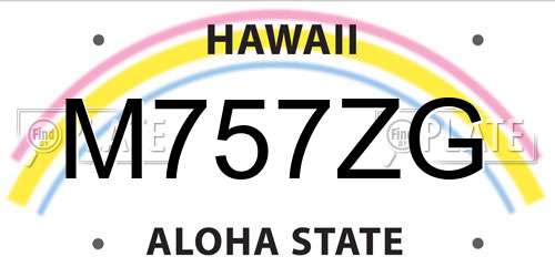 M757ZG Hawaii License Plate