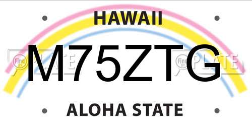M75ZTG Hawaii License Plate