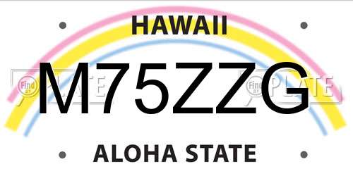 M75ZZG Hawaii License Plate