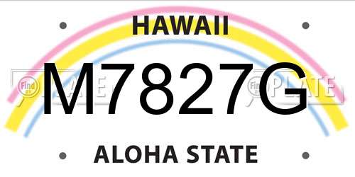 M7827G Hawaii License Plate