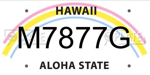 M7877G Hawaii License Plate
