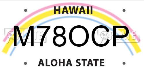 M78OCP Hawaii License Plate
