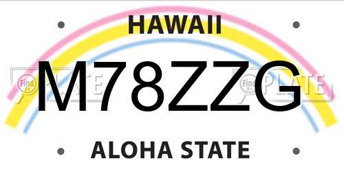 M78ZZG Hawaii License Plate