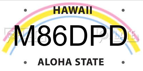 M86DPD Hawaii License Plate
