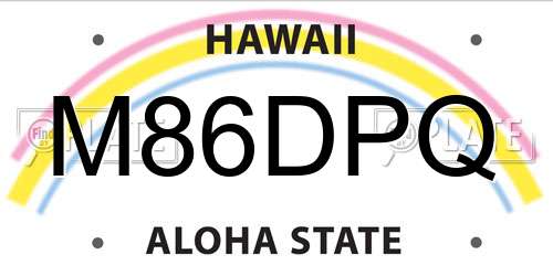M86DPQ Hawaii License Plate